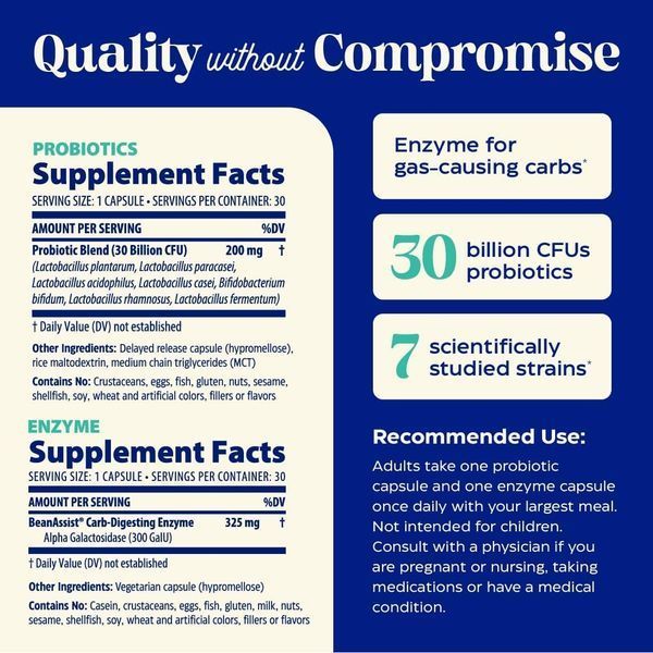 Пробиотики с ферментами от вздутия живота, Probiotics and Enzyme for Gas & Bloating, Enzymedica, 30 вегетарианских капсул