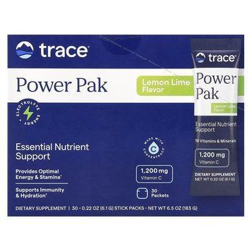 Електроліти, смак лимон-лайм, Electrolyte Stamina PowerPak, Trace Minerals, 30 пакетів