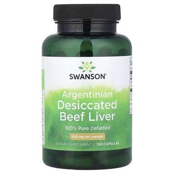 Яловича печінка, 500 мг, Argentinian Desiccated Beef Liver, Swanson, 120 капсул