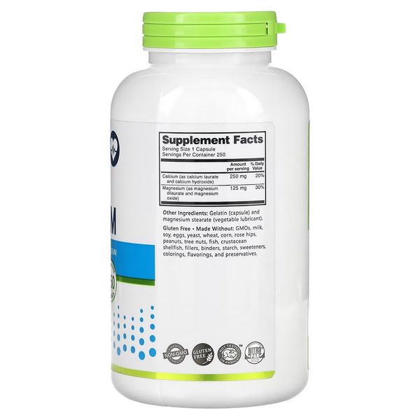 Кальцій та Магній, Calcium Magnesium, NutriBiotic, 250 капсул