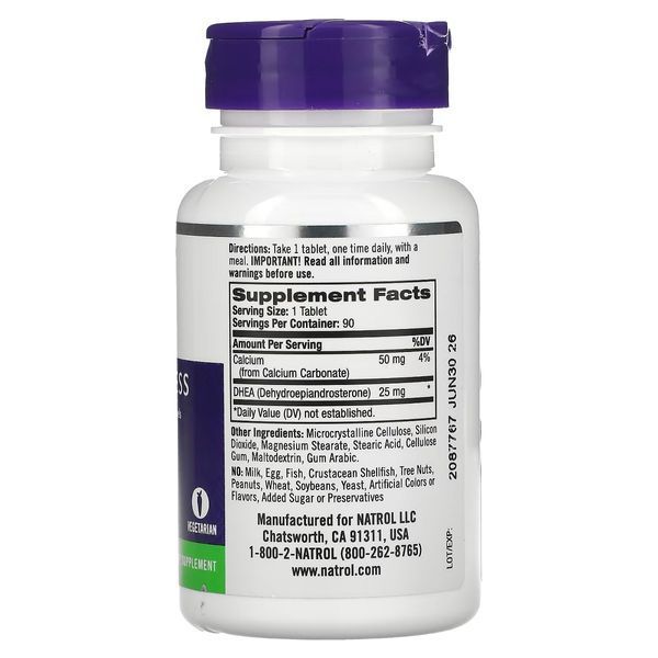 Дегідроепіандростерон, 25 мг, DHEA, Natrol, 90 таблеток