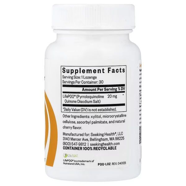 Пірролохінолінхінон PQQ, 20 мг, PQQ Lozenge, Seeking Health, 30 льодяників
