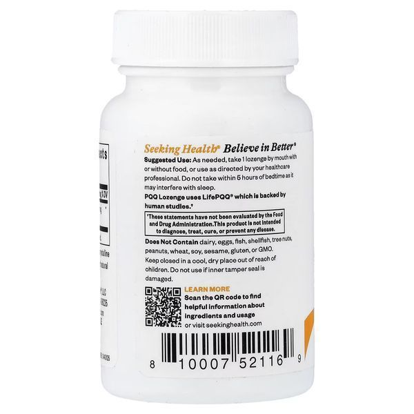 Пірролохінолінхінон PQQ, 20 мг, PQQ Lozenge, Seeking Health, 30 льодяників