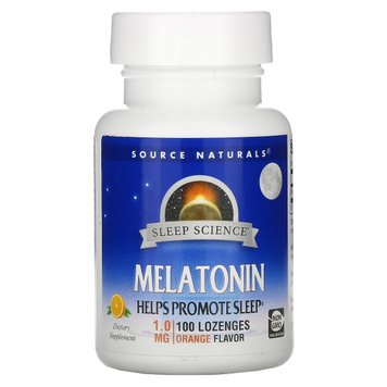 Мелатонін 1мг, Смак М'яти, Sleep Science, Source Naturals, 100 таблеток для розсмоктування