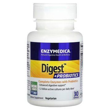 Ферменти з пробіотиками, Digest + Probiotics, Enzymedica, 30 капсул