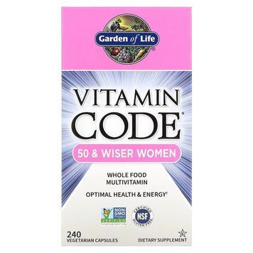 Женские Мультивитамины 50+ из цельных продуктов, Vitamin Code, Whole Food Multivitamin for Women, Garden of Life, 240 вегетарианских капсул