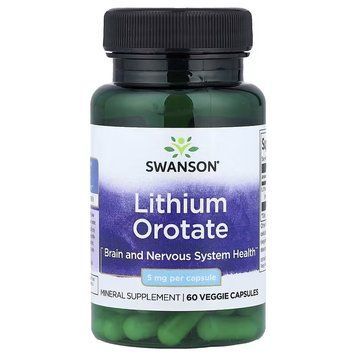 Літій оротат, 5 мг, Lithium Orotate, Swanson, 60 вегетаріанських капсул