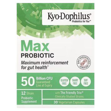 Пробіотик, 50 млрд КУО, Kyo-Dophilus, Max Probiotic, 50 Billion CFU, Kyolic, 30 вегетаріанських капсул