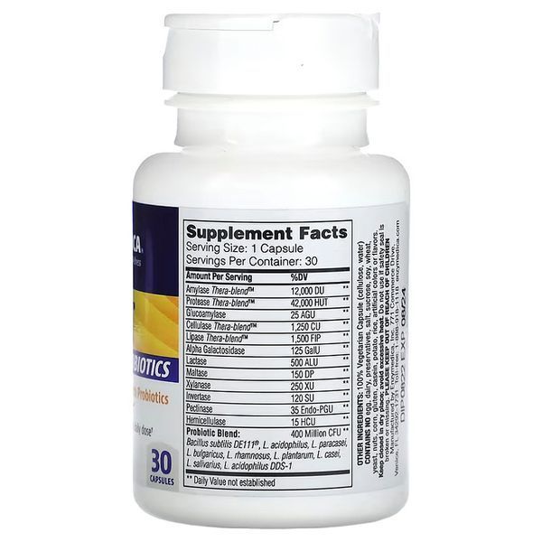 Ферменти з пробіотиками, Digest + Probiotics, Enzymedica, 30 капсул