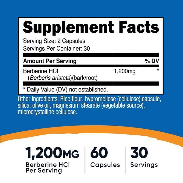Берберин, 1200 мг, Berberine, Nutricost, 60 капсул