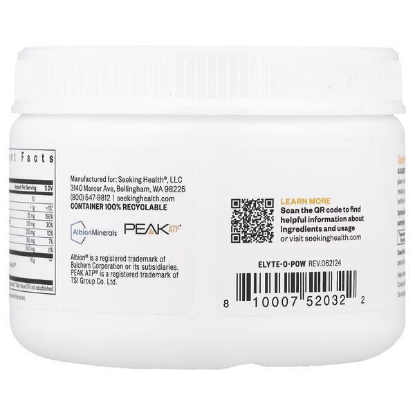 Електроліти, смак апельсину, Optimal Electrolyte, Seeking Health, 190,8 гр