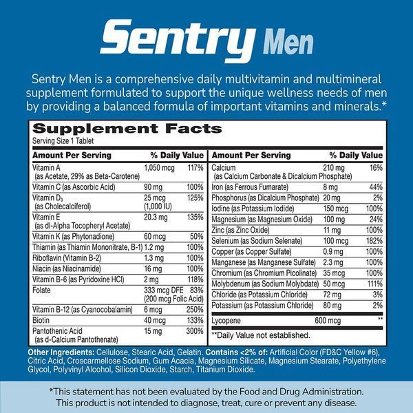 Мультивітаміни та мультимінерали для чоловіків, Sentry Men, Multivitamin & Multimineral Supplement, 21st Century, 120 таблеток