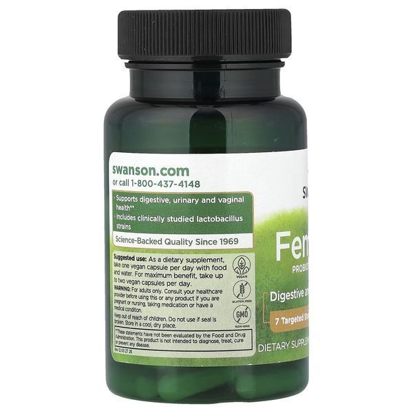 Пробіотик для жінок, 9,8 млрд КУО, FemFlora, Probiotic For Women, Swanson, 60 веганських капсул