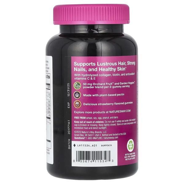 Здоров'я волосся, шкіри та нігтів, смак полуниці, Alive! Hair, Skin & Nails, Nature's Way, 60 жувальних цукерок