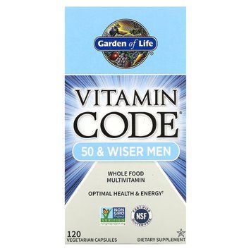 Мужские Мультивитамины 50+, Vitamin Code, Garden of Life, 120 вегетарианских капсул