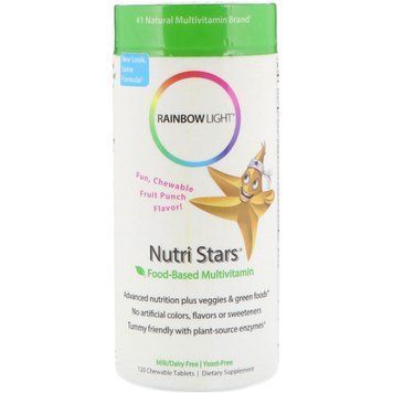 Мультивитамины На Основе Пищевых Продуктов, Nutri Stars, Rainbow Light, С Фруктовым Вкусом, 120 жевательных таблеток
