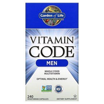 Мужские Мультивитамины из цельных продуктов, Vitamin Code, Whole Food Multivitamin for Men, Garden of Life, 240 вегетарианских капсул