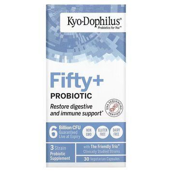 Пробіотик, 6 млрд КУО, Kyo-Dophilus, Fifty+Probiotic, 6 Billion CFU, Kyolic, 30 вегетаріанських капсул