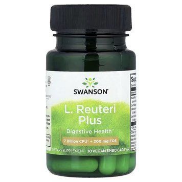 Пробіотик, 7 млрд КУО, Probiotic L. Reuteri Plus, Swanson, 30 веганських капсул
