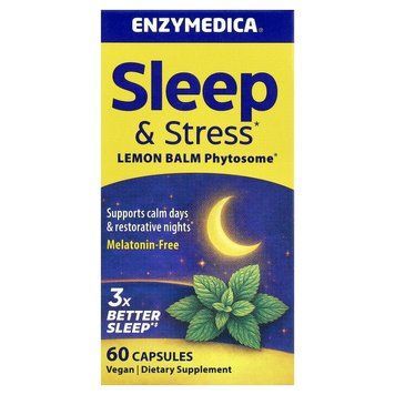 Спокійний сон та розслаблення, Sleep & Stress Lemon Balm Phytosome, Enzymedica, 60 веганських капсул