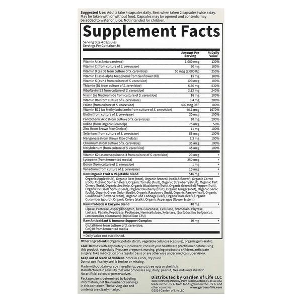 Мужские Мультивитамины 50+, Vitamin Code, Garden of Life, 120 вегетарианских капсул