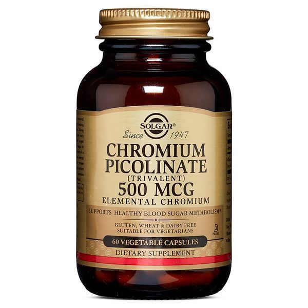 Хром Піколінат, Chromium Picolinate, Solgar, 500 мкг, 60 капсул
