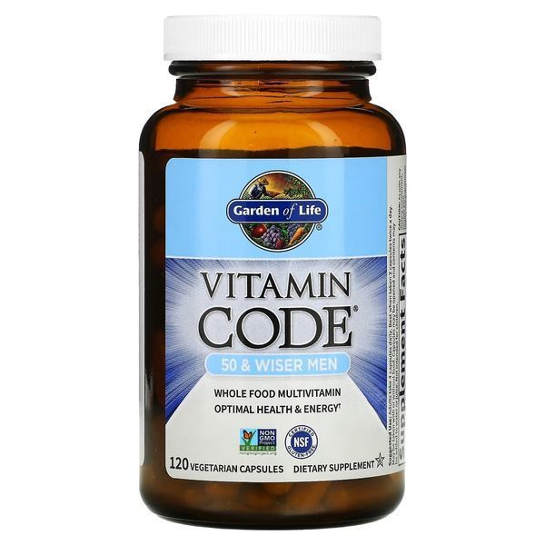 Мужские Мультивитамины 50+, Vitamin Code, Garden of Life, 120 вегетарианских капсул