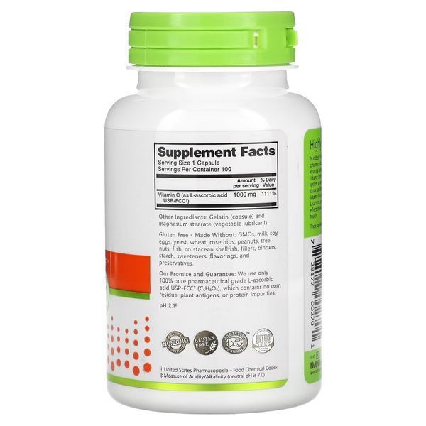 Витамин C, 1000 мг, Vitamin C, NutriBiotic, 100 капсул