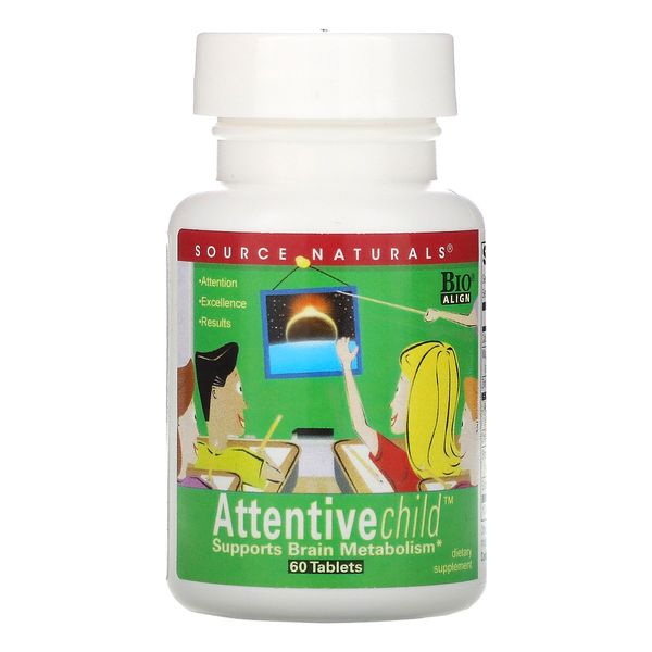 Комплекс для Підтримки Уваги у Дітей, Attentive Child, Source Naturals, 60 таблеток