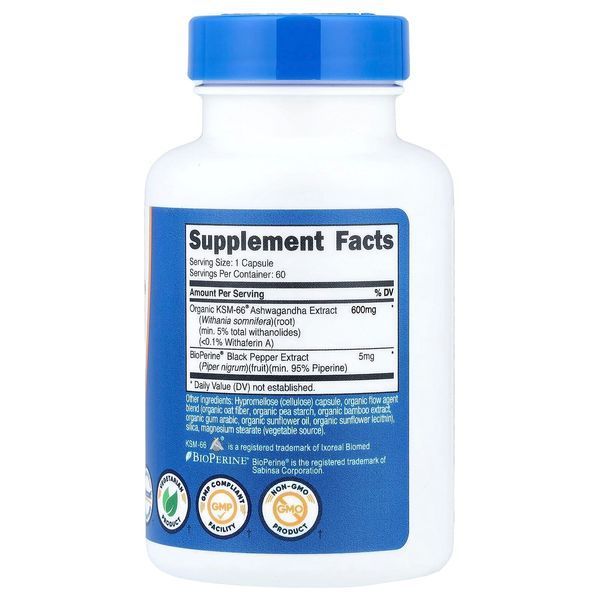 Екстракт кореня ашваганди, 600 мг, KSM-66, Ashwagandha Root Extract, Nutricost, 60 капсул