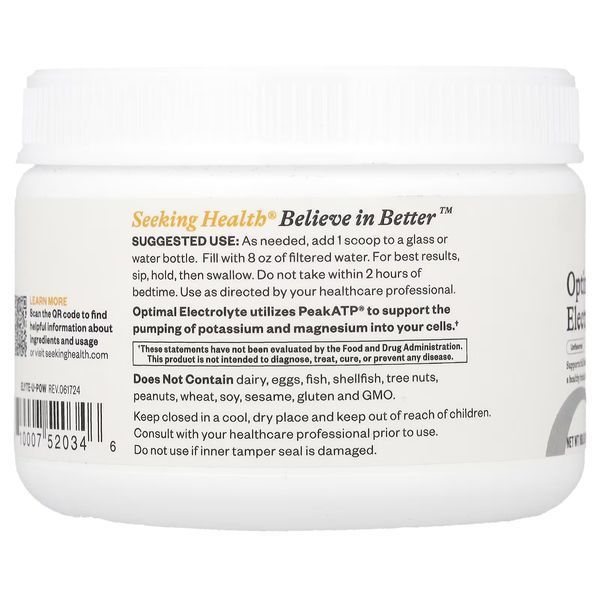 Електроліти, без смаку, Optimal Electrolyte, Seeking Health, 168,6 гр