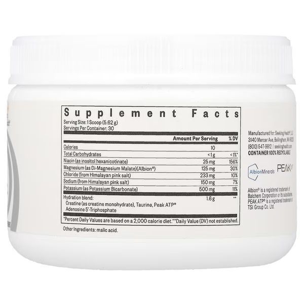 Електроліти, без смаку, Optimal Electrolyte, Seeking Health, 168,6 гр