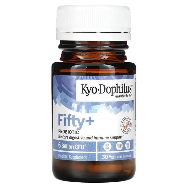 Пробиотик, 6 млрд КОЕ, Kyo-Dophilus, Fifty+Probiotic, 6 Billion CFU, Kyolic, 30 вегетарианских капсул