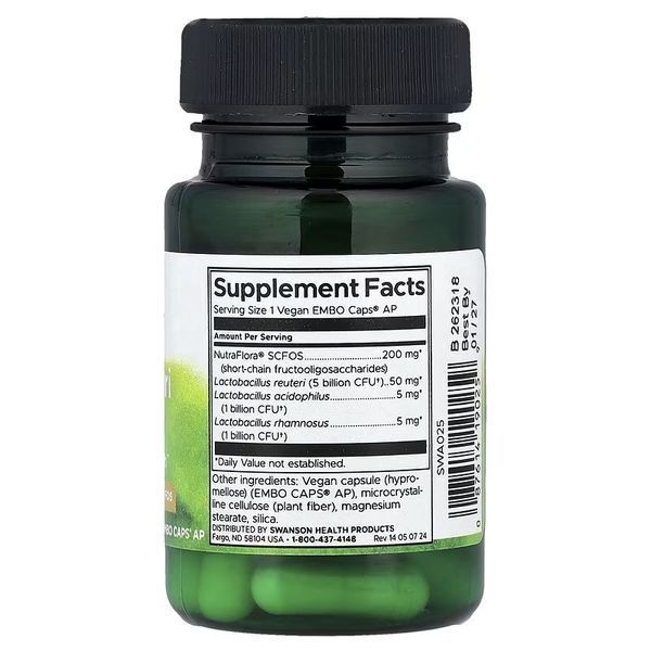 Пробіотик, 7 млрд КУО, Probiotic L. Reuteri Plus, Swanson, 30 веганських капсул