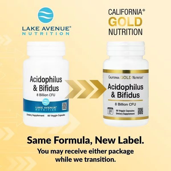 Пробіотики, 8 млрд КУО, Acidophilus and Bifidus, California Gold Nutrition, 60 вегетаріанських капсул