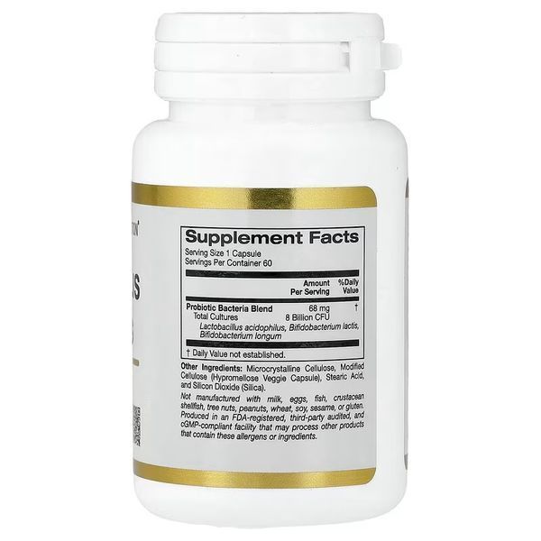 Пробіотики, 8 млрд КУО, Acidophilus and Bifidus, California Gold Nutrition, 60 вегетаріанських капсул