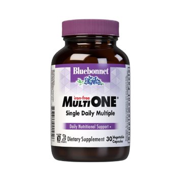 Мультивiтамiни без залiза, MultiONE, Bluebonnet Nutrition, 30 вегетаріанських капсул