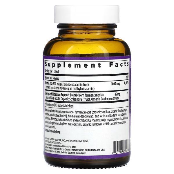 Витамин B12 Ферментированный, 1 мг, Fermented Vitamin В12, New Chapter, 30 таблеток