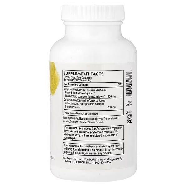 Метаболическое здоровье, Metabolic Health with Bergamot and Turmeric, Thorne, 120 капсул