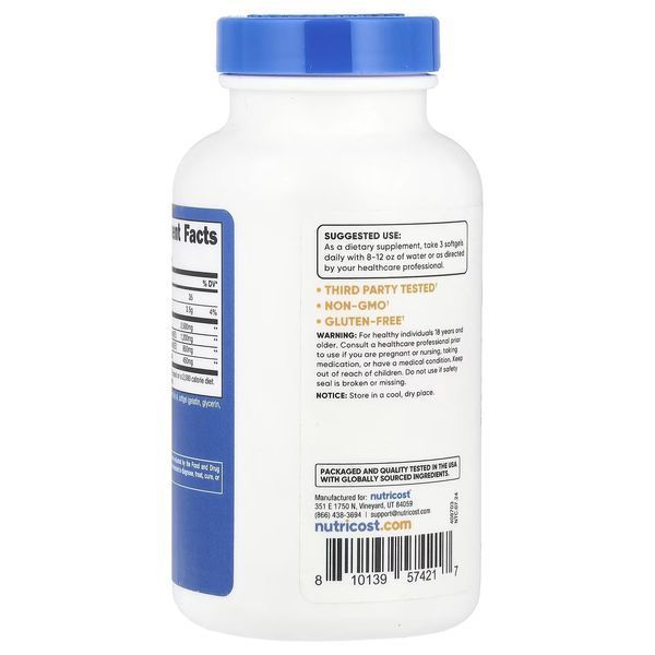 Омега-3, Omega-3, Nutricost, 90 гелевых капсул