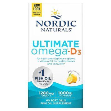 Омега-3 та вітамін D3, 1280 мг та 25 мкг (1000 МО), смак лимона, Ultimate Omega-3D, Nordic Naturals, 60 гелевих капсул