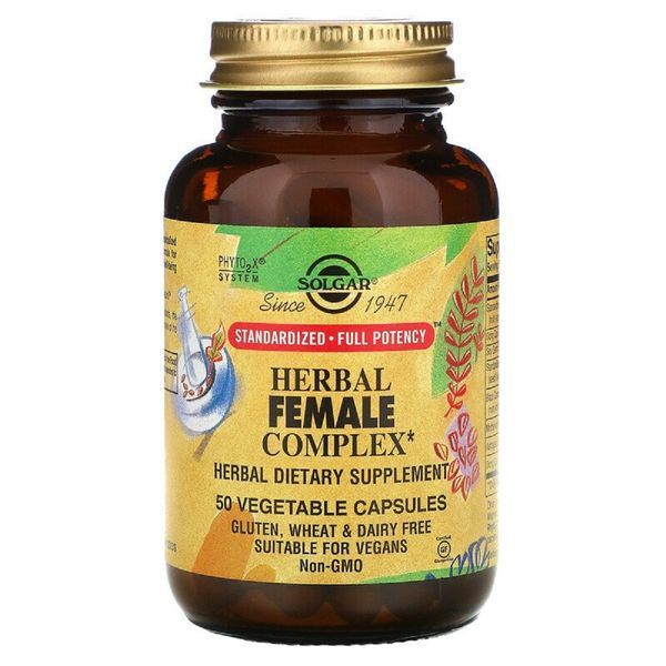 Трав'яний Комплекс для Жінок, Herbal Female Complex, Solgar, 50 вегетаріанських капсул