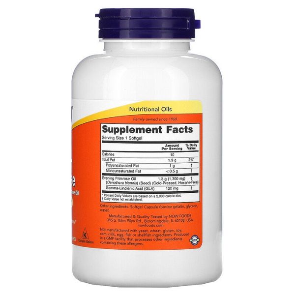 Олія Примули Вечірньої 1300mg, Now Foods, 120 желатинових капслу