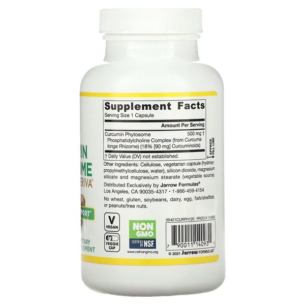 Фітосоми Куркуміну 500 мг, Curcumin Phytosome Meriva, Jarrow Formulas, 120 гелевих капсул