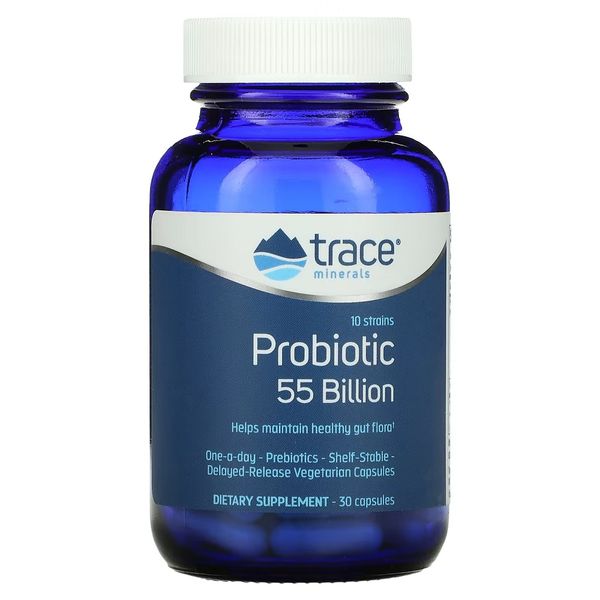 Пробіотик, 55 мільярдів, Probiotic, Trace Minerals, 30 капсул