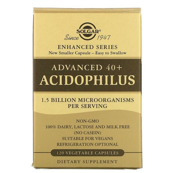 Пробіотики, Advanced 40+ Acidophilus, Solgar, 120 капсул