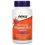 Витамин D3 1000IU, Now Foods, 180 желатиновых капсул
