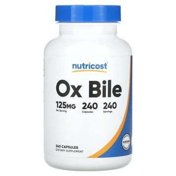 Бичача жовч, 125 мг, Ox Bile, Nutricost, 240 капсул