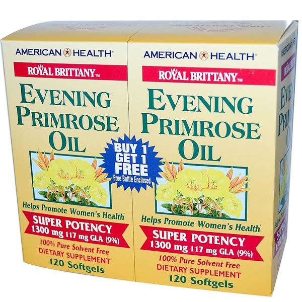 Олія Вечірньої Примули, Evening Primrose Oil, American Health, 1300 мг, 2 баночки по 120 капсул