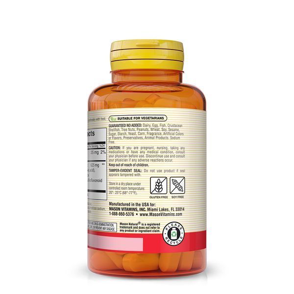 Комплекс кверцетину, 625 мг, Quercetin Complex, Mason Natural, 60 таблеток